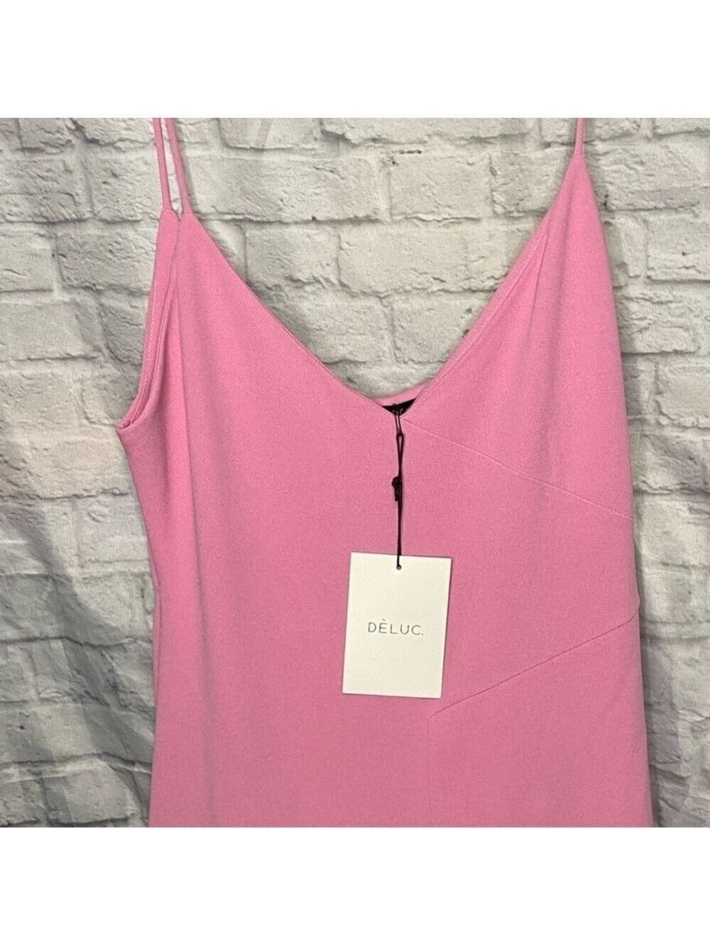 NWT DELUC Tura Jumpsuit Medium Pink Wide Leg Slip Style Spring Summer Vacation - Picture 3 of 5